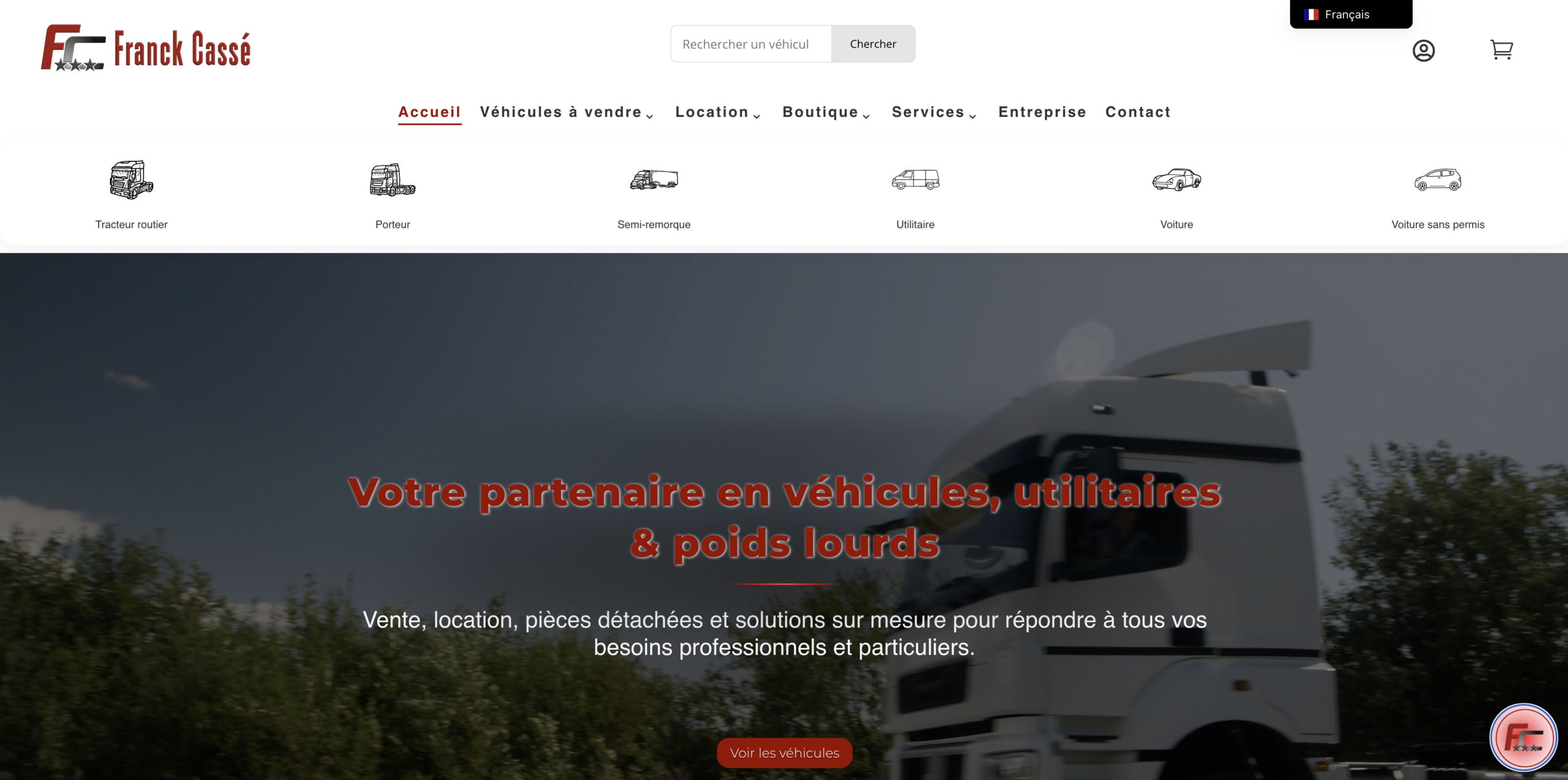 Aperçu complet du site Franck Cassé